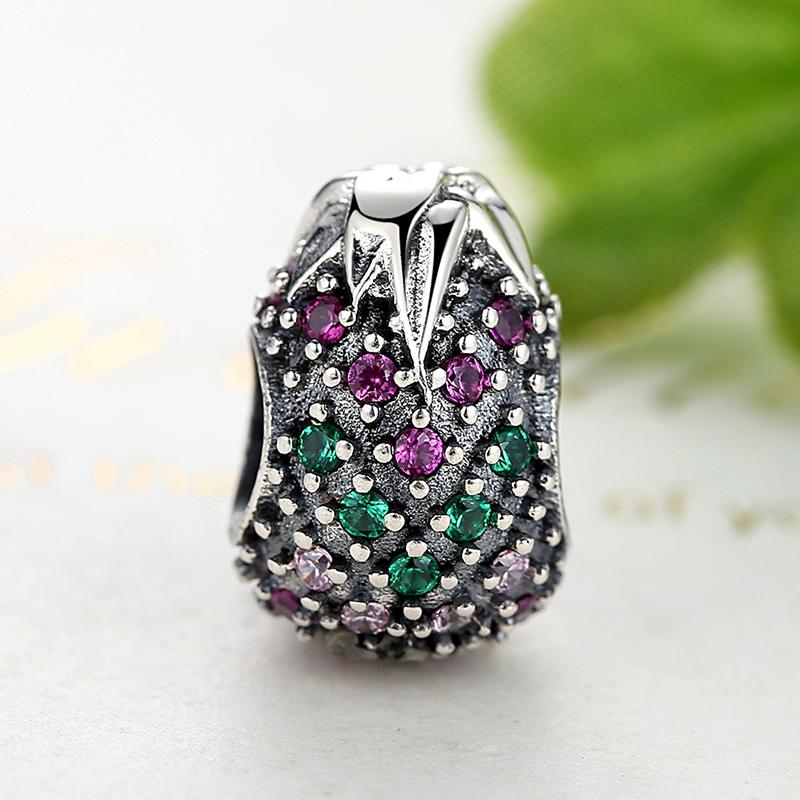 PY1309 925 Sterling Silver Multicolor CZ Pineapple Charm