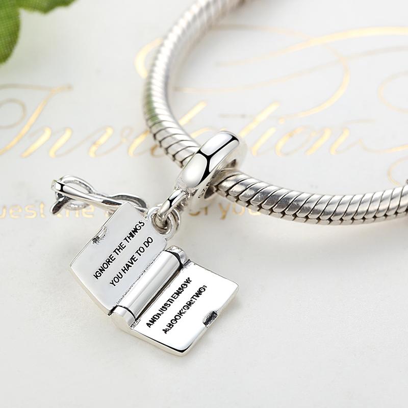 PY1338 925 Sterling Silver "I Love Reading" Book Charm