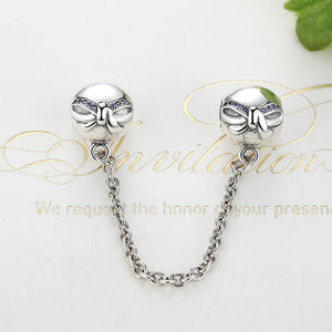 PY1351 925 Sterling Silver Bow-Knot Safety Charm