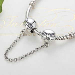 PY1351 925 Sterling Silver Bow-Knot Safety Charm