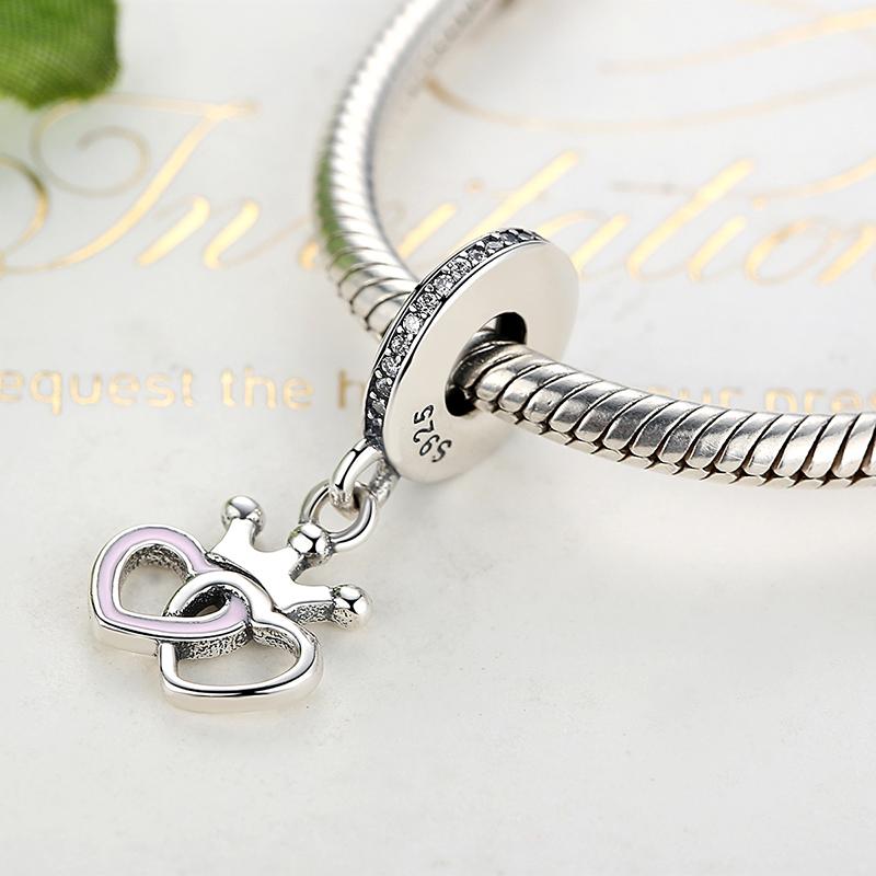 PY1342 925 Sterling Silver Heart&Crown Charm