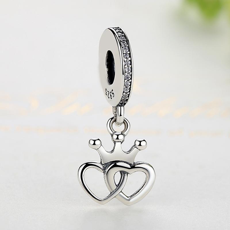 PY1342 925 Sterling Silver Heart&Crown Charm