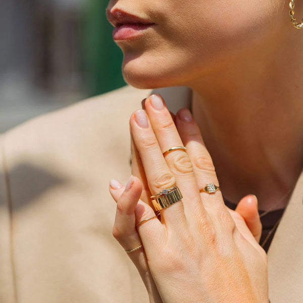 FJ0055 925 Sterling Silver Three  Diamond Bezel Ring