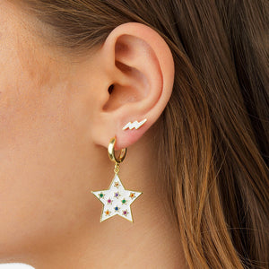 FE0453 925 Sterling Silver Star Pendant Earrings