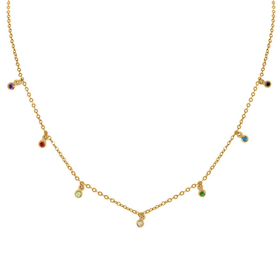FX0454 925 Sterling Silver Confetti Rainbow Necklace