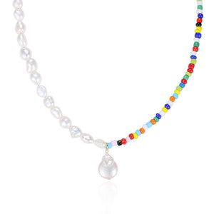 FX0720 925 Sterling Silver Freshwater Pearl Bead Necklace