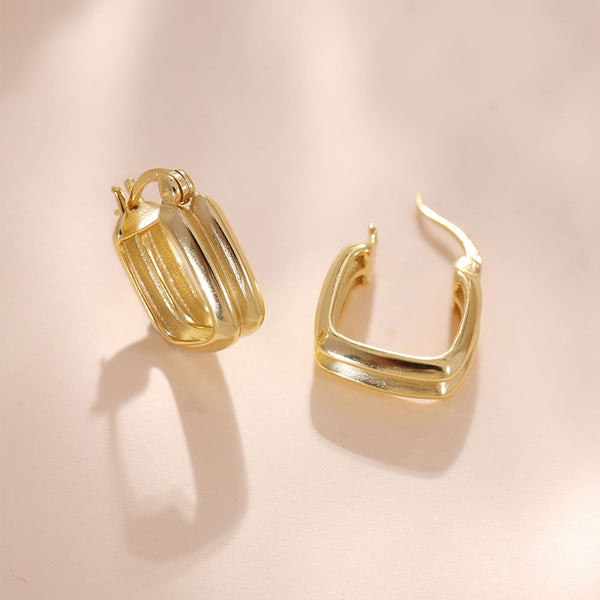 YHE0479 925 Sterling Silver Double Layer Square Earrings