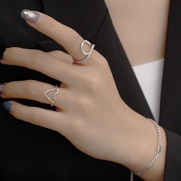 TYJ0304 925 Sterling Silver Heart Adjustable Ring