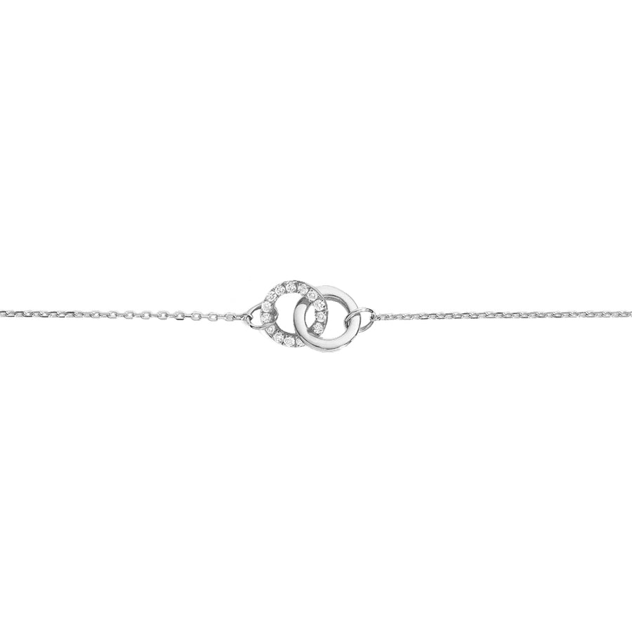 FS0304 925 Sterling Silver Cubic Zirconia Interlock Bracelet