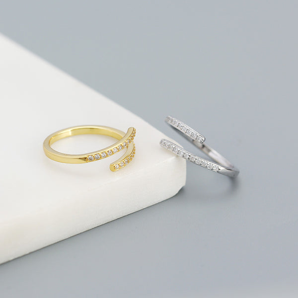 TYJ0327 925 Sterling Silver Wrap Cubic Zirconia Adjustable Rings