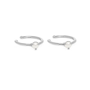 PE0024 925 Sterling Silver Claw Set Mother of Pearl Ear Cuff