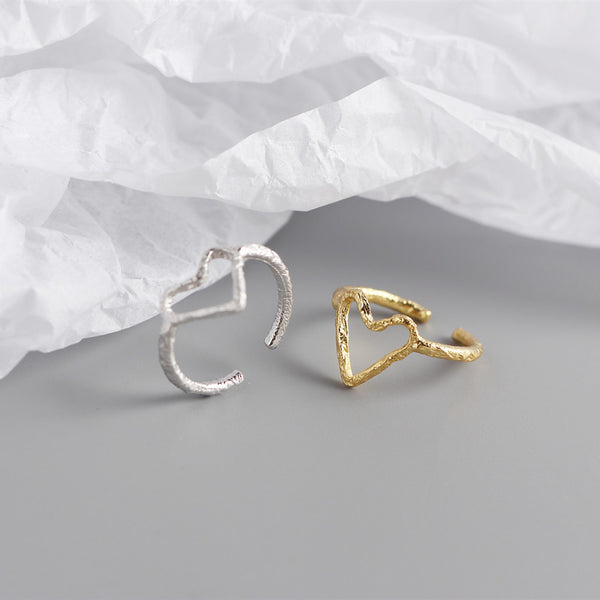 TYJ0304 925 Sterling Silver Heart Adjustable Ring