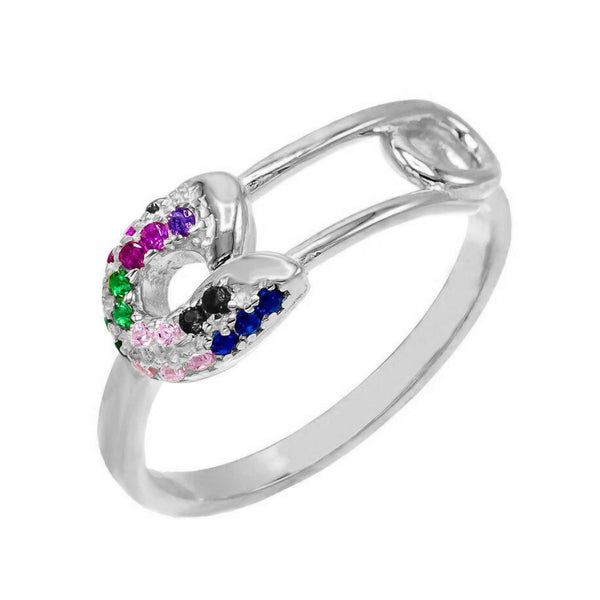 FJ0174 925 Sterling Silver Safety Pin Ring