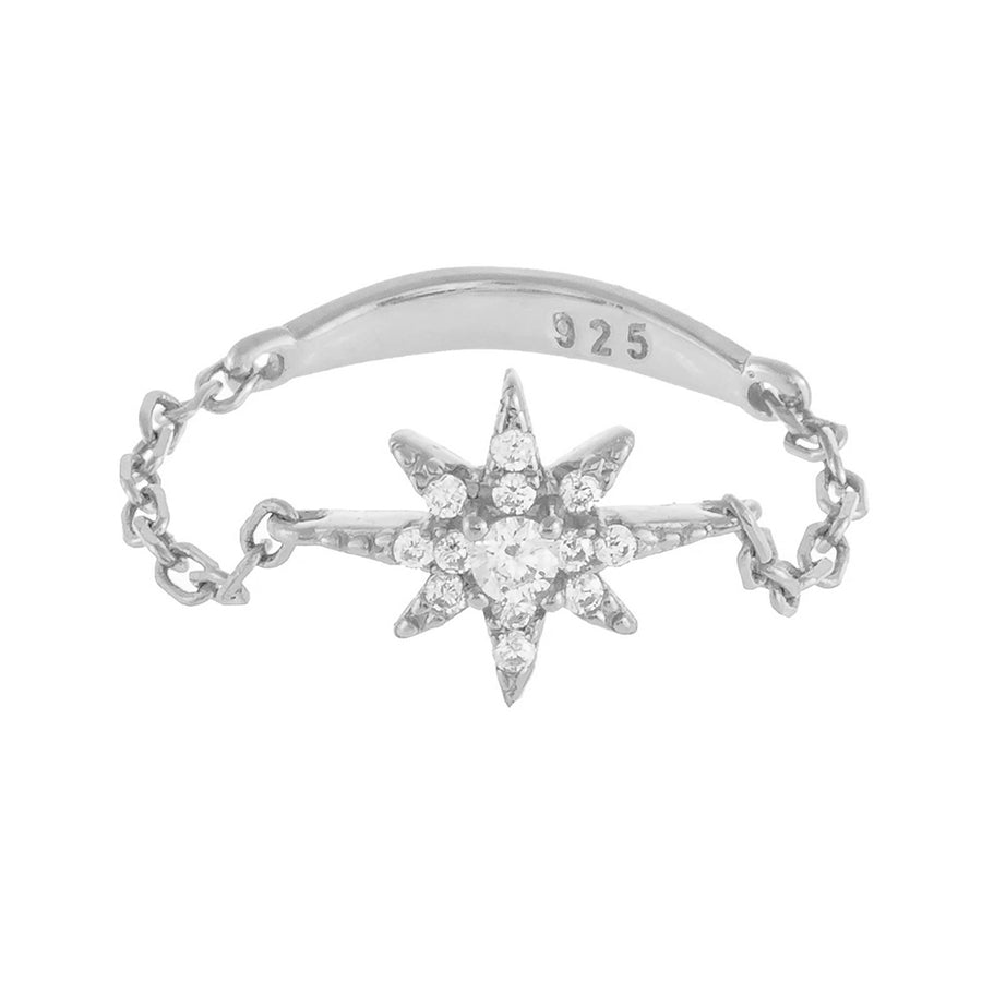 FJ0175 925 Sterling Silver Starburst Ring
