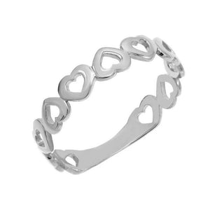 FJ0152 925 Sterling Silver Heart Chain Ring