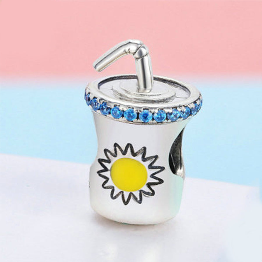 BA02 925 Sterling Silver Drinking glasses charm bead