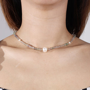 PN0014 925 Sterling Silver Trendy Bead & Pearl Necklace