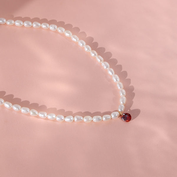 PN0064 925 Sterling Silver Freshwater Pearl And Waterdrop CZ Stone Necklace