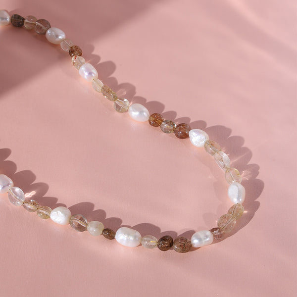 PN0011 925 Sterling Silver Dainty Stone Women Pearl Necklace