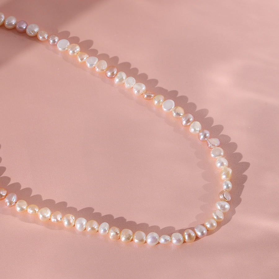 PN0027 925 sterling silver 5-6MM Pink & White Freshwater Pearl Necklace