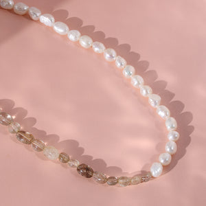 PN0022 925 sterling silver Copper Hair Crystal & Freshwater Pearl Necklace