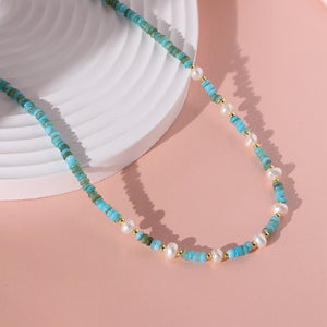 PN0045 925 Sterling Silver Dyed Blue Freshwater Pearl Bead Choker Necklace