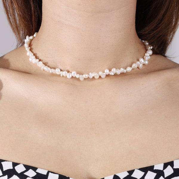 PN0028 925 sterling silver Baroque Pearl Women Choker Necklace