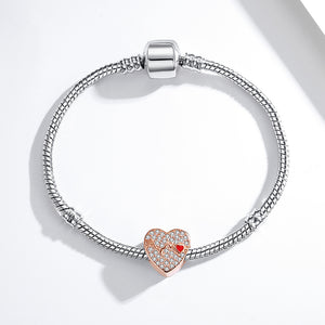 XPPY1092 925 Sterling Silver Valentine's Day Love Heart CZ Customized Charm