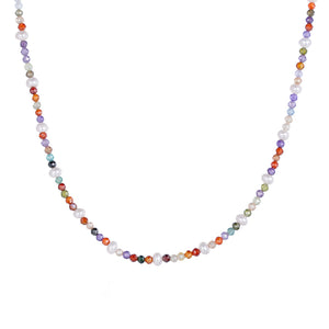 PN0026 925 sterling silver Colorful Bead Stone Freshwater Pearl Necklace