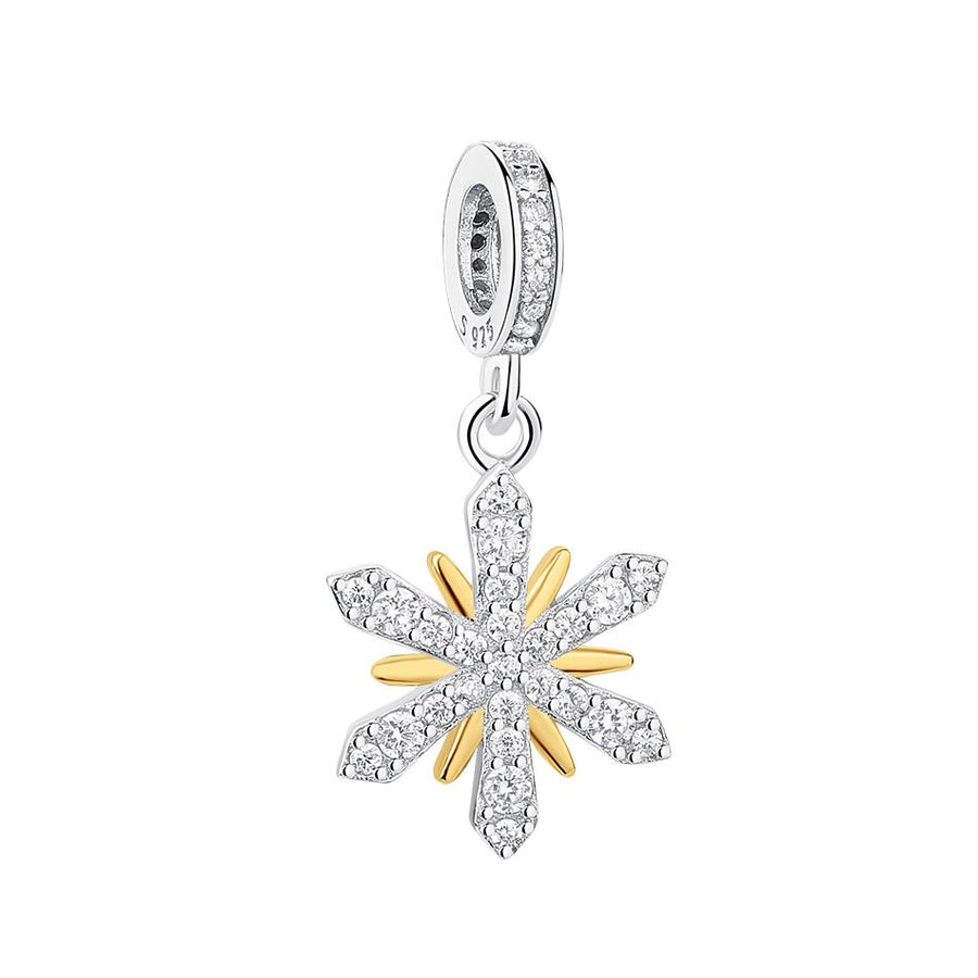 PY1766 925 Sterling Silver Brilliant Snowflake Dangle Charm