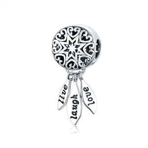 BA23 925 Sterling Silver Life Dream Catcher Pendant Charms