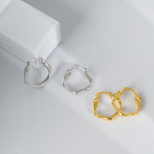 RHE1097 925 Sterling Silver Irregular Geometry Hoop For Daily