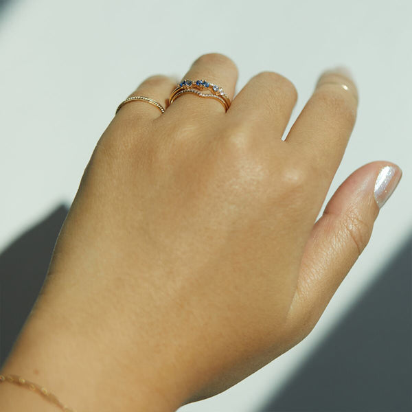 FJ0677 925 Sterling Silver Blue Gradient Zircon Ring