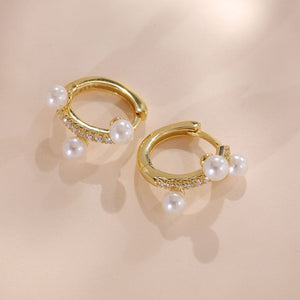 YHE0245 925 Sterling Silver White Pearl Hoop Earring For Women