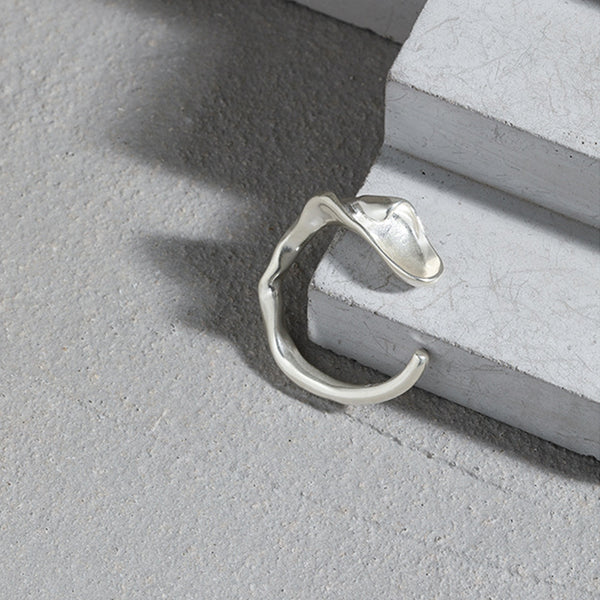 RHJ1118 925 Sterling Silver Irregular Trendy Open Ring