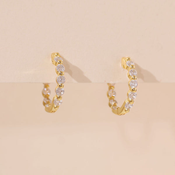 YHE0347 925 Sterling Silver Cubic Zirconia Hoop Earring