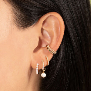 PE0007 925 Sterling Silver Dainty Freshwater Pearl Women Huggie Hoos Earring