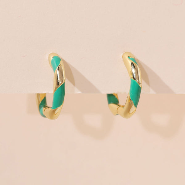 YHE0482 925 Sterling Silver Twist Enamel Hoop Earring
