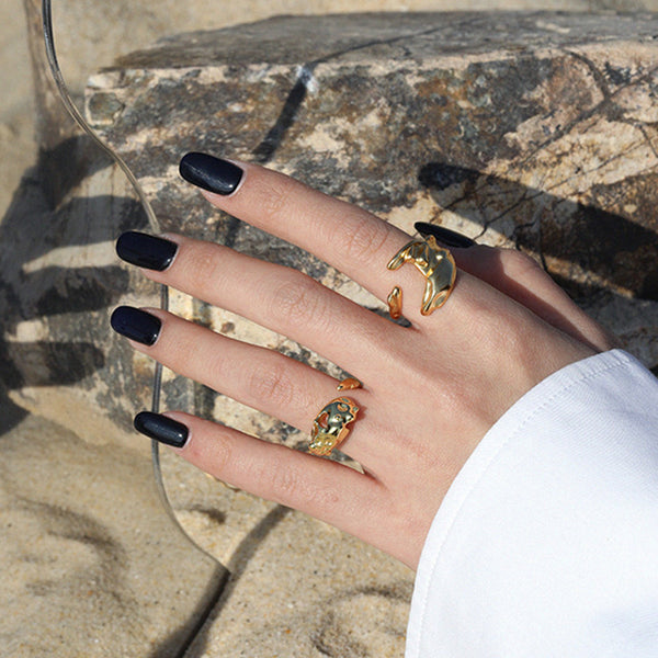 RHJ1113 925 Sterling Silver Simple Irregular Women Open Ring