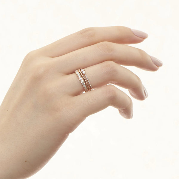 FJ0433 925 Sterling Silver Twin Zircon Ring