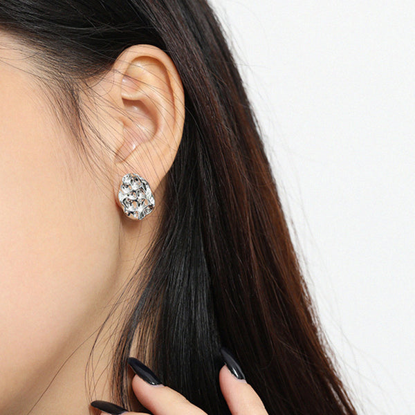 RHE1095 925 Sterling Silver Irregular Geometry Stud Earrings For Women