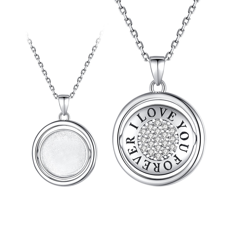 XPPY1129 925 Sterling Silver Forever Love Locket Photo Pendant