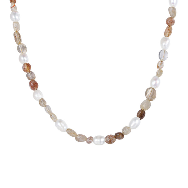 PN0011 925 Sterling Silver Dainty Stone Women Pearl Necklace