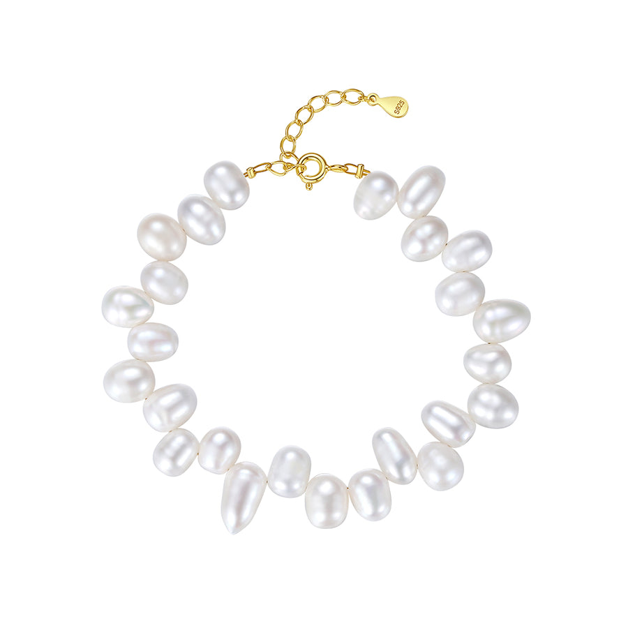 PB0037 925 Sterling Silver Dainty White Freshwater Pearl Bracelet