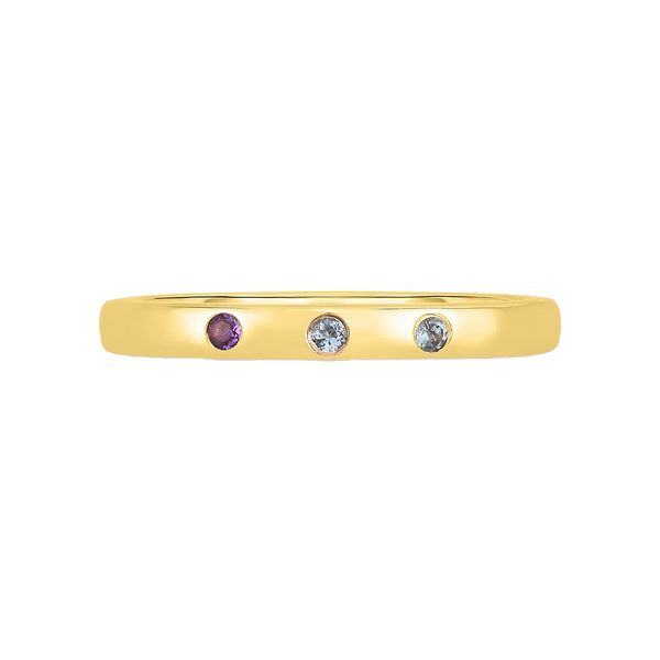 FJ0688 925 Sterling Silver Inlay Birthstone Ring