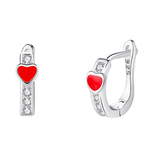 ETYE3229 925 Sterling Silver Zircon Heart Hoop Earrings