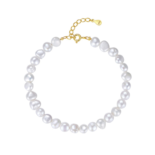 PB0034 925 Sterling Silver 5-6mm Freshwater Pearl Women Bracelets
