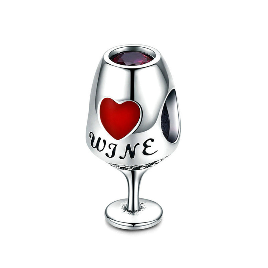 BA01 925 Sterling Silver Trendy wine glass charm bead