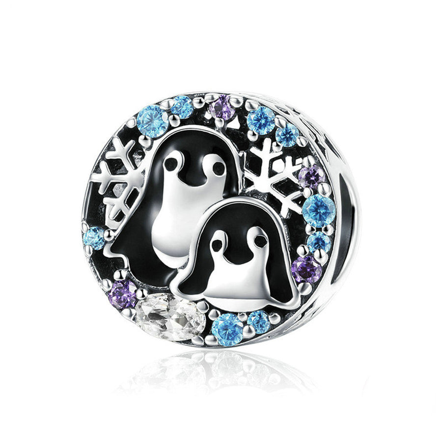 BA18 925 Sterling Silver Penguin Family Beads Animal Charms