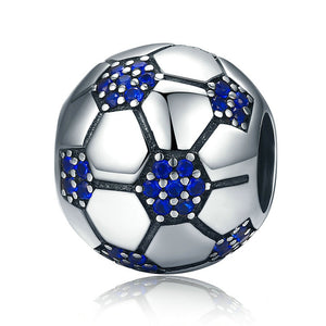 BA12 925 Sterling Silver Sport love passion of football charm bead